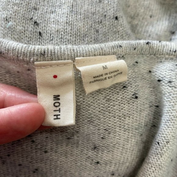 Moth Anthropologie Cardigan Sweater‎ M Gray Knit Open Draped Bell Sleeve - Picture 7 of 11